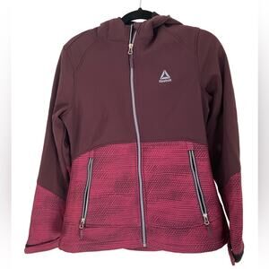 Reebok Women's Maroon Shades and Black Fleece lined Jacket (S)